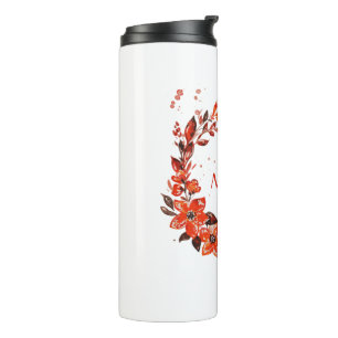 Orange Floral Thermosbecher