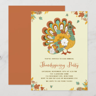 Orange Floral Türkei Erntedank Party Einladung