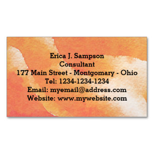 Orange Floral Watercolor Magnetische Visitenkarte