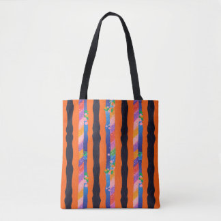 Orange Floral Wavy Stripe Pattern