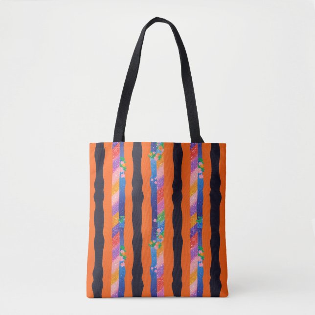 Orange Floral Wavy Stripe Pattern (Vorderseite)