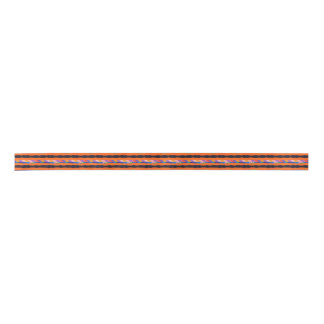 Orange Floral Wavy Stripe Pattern Satinband