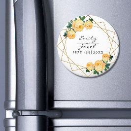 Orange Floral Wed Eleganter Gold Glitzer Geometris Magnet