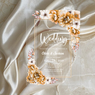 Orange Floral Wedding After Party Acryleinladungen