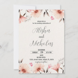 Orange Floral Wedding Einladungen