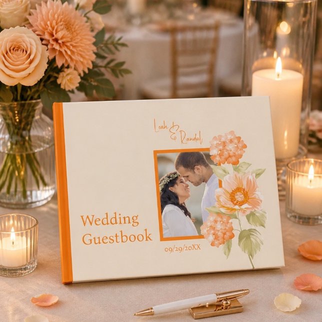 Orange Floral Wedding Guestbook Gästebuch (Von Creator hochgeladen)