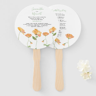 Orange Floral Wedding Program Fan Fächer
