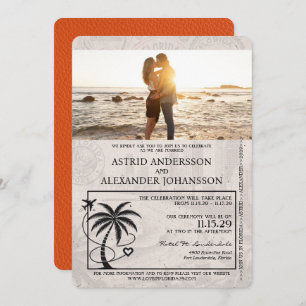 Orange Florida Passport Hochzeitseinladung Einladung