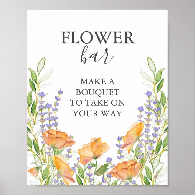 Orange Flower Bar Sign Poster (Vorne)