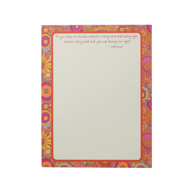 Orange Flower Garden Life Quotes Notebook Notizblock (Rotiert)