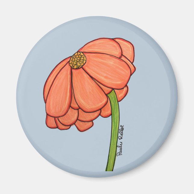 Orange Flower with Blue background Magnet (Vorne)