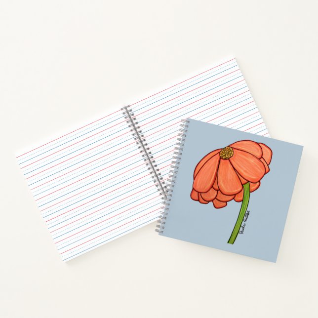 Orange Flower with Blue background Notizbuch (Innenseite)