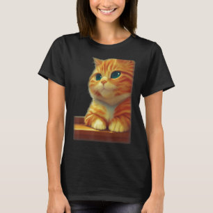 Orange Fluffy Chonky Tabby Cat in einer Bodega Eye T-Shirt
