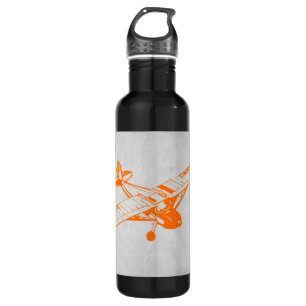 Orange Flugzeug Edelstahlflasche