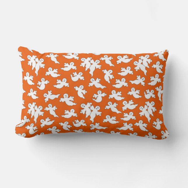 Orange Flying Ghosts Pillow Lendenkissen (Vorderseite)