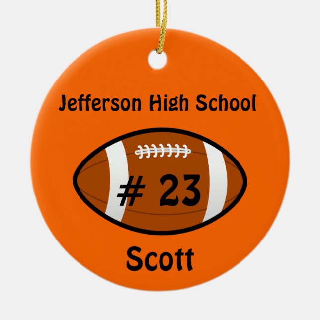 Orange Football number Ornament (Vorne)