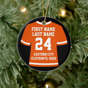 Orange Football Soccer Hockey Sports Jersey Keramik Ornament