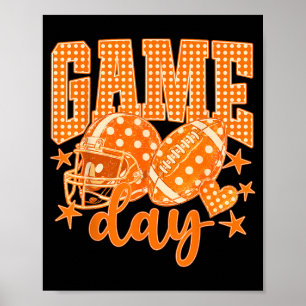 Orange Football-Spieltag-Polka-Dot-Touchdown Poster