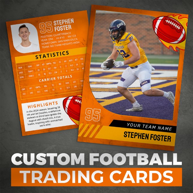 Orange Football Trading Card Sport Player Foto Telefonnummerkarte (Von Creator hochgeladen)