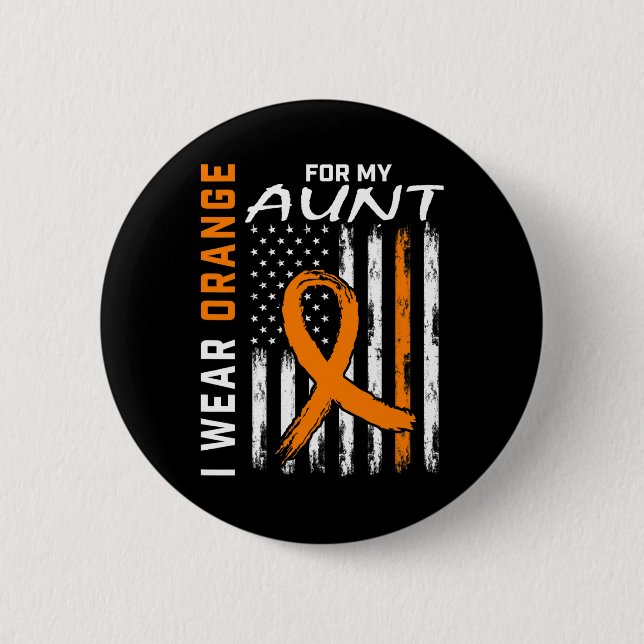 Orange for my Tante Leukemia Awareness American Fl Button (Vorderseite)