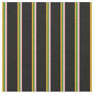 Orange, Forest Green, Light Pink und Black Lines Stoff