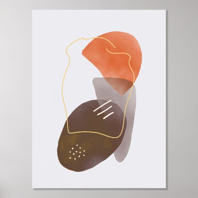 Orange Formen HandGezeichnet Wasserfarbe Abstrakt  Foliendrucke (Vorderseite)