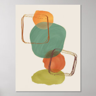 Orange Formen HandGezeichnet Wasserfarben Moderne Foliendrucke