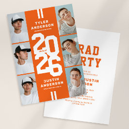 Orange Foto Collage Joint Graduation Party Einladung