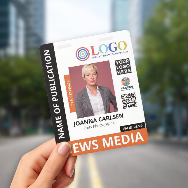Orange Foto- und 3-Logo-QR-Code-Press-ID Ausweis (Von Creator hochgeladen)