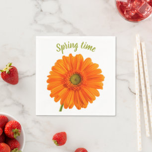 Orange-Foto zur Frühjahrszeit mit Text und Blume Serviette