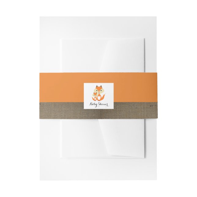 Orange Fox Burlap Baby Dusche Einladungsbanderole (Vorderseite Beispiel)