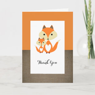 Orange Fox Burlap Baby Dusche Vielen Dank Dankeskarte