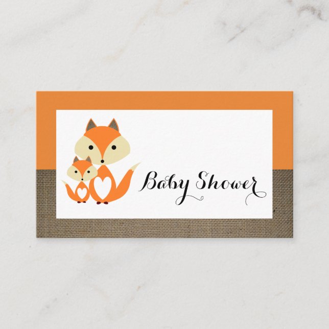 Orange Fox Burlap Baby Shower Ticket Einladung (Vorderseite)