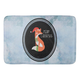 Orange Fox in Roter Weihnachtsmannmütze Frohe Weih Badematte