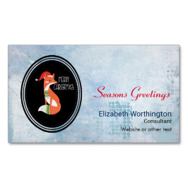 Orange Fox in Roter Weihnachtsmannmütze Frohe Weih Magnetische Visitenkarte