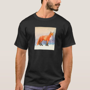 Orange Fox Watercolor Winterschneewald Tier T-Shirt