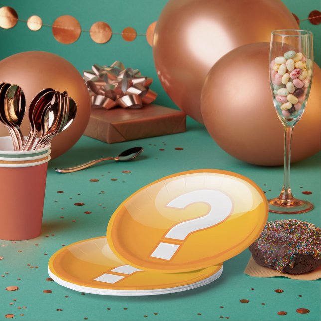 Orange Fragezeichen Papierplatten Pappteller (Von Creator hochgeladen)