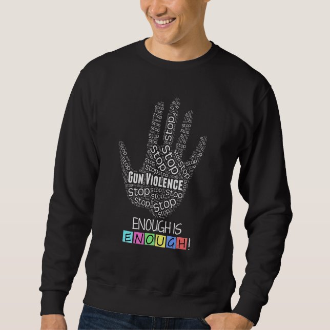 Orange Friedenszeichen Genug Gewalt mit Schusswaff Sweatshirt (Vorderseite)