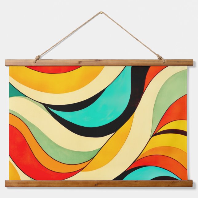 Orange & Friends Farbblende Wandteppich Mit Holzrahmen (Vorne)