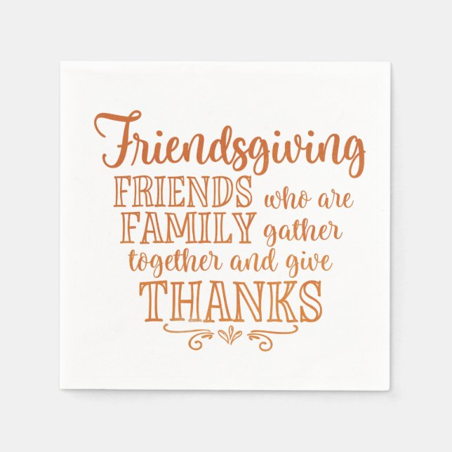 Orange Friendsgiving Serviette (Vorderseite)