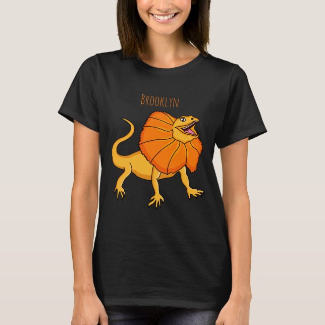 Orange Frilled Neck Lizard Cartoon Illustration Ba T-Shirt (Vorderseite)
