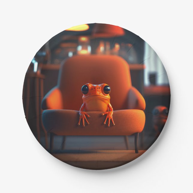 Orange Frog Pappteller (Vorderseite)