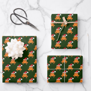 Orange Frog Weihnachtsmannmütze Cartoon Weihnacht Geschenkpapier Set