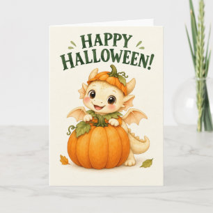 Orange Frohes Halloween Kürbis Baby Drache Karte