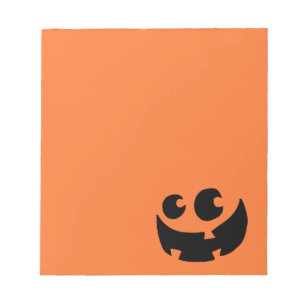Orange Frohes Halloween Kürbis Notizblock
