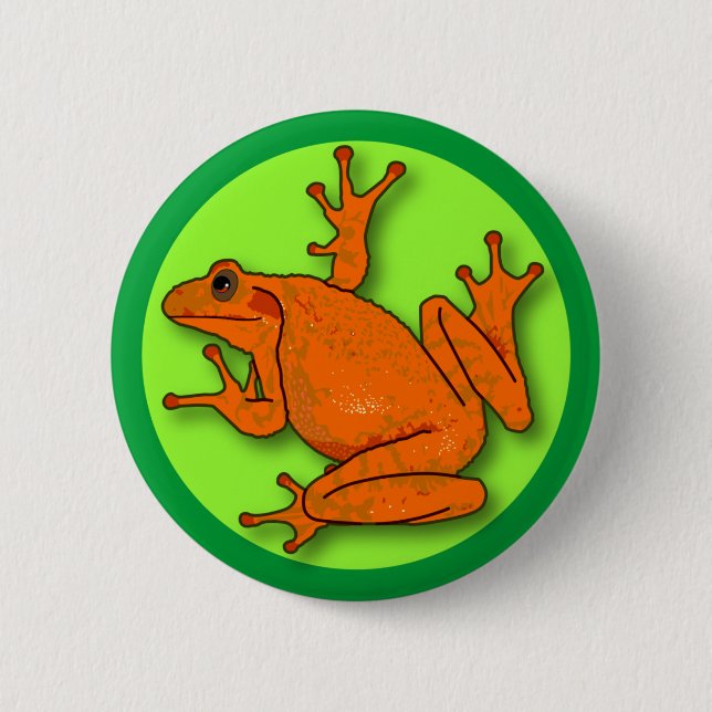 Orange Frosch Round Button (Vorderseite)