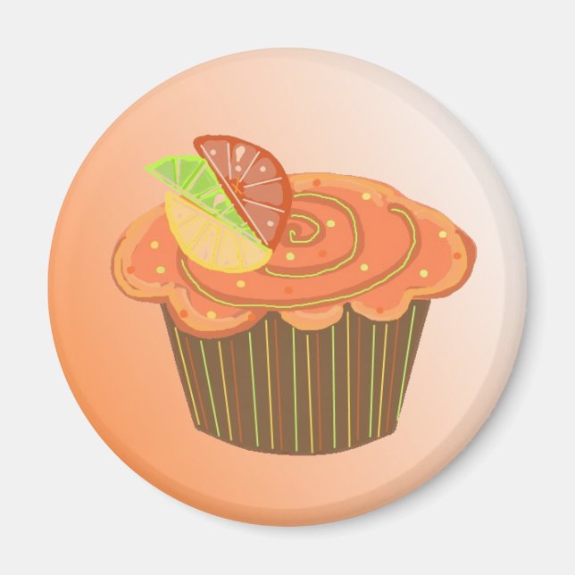 Orange Frucht Cupcake Magnet (Vorne)