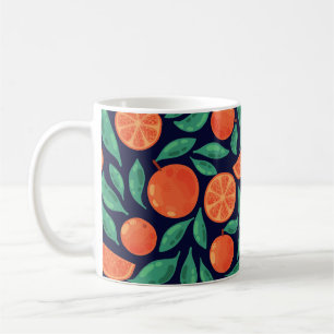 Orange Frucht: Farbige Nahtlose Vintage Kaffeetasse