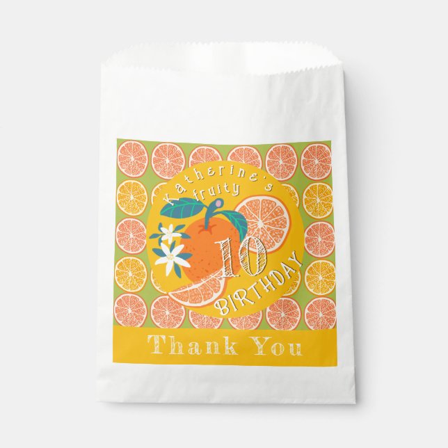Orange Frucht Geburtstag Grün Geschenktütchen (Vorderseite)