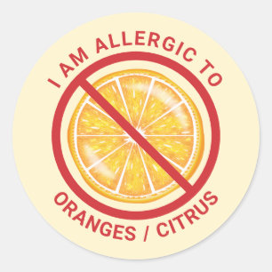 Orange Frucht Zitrus Lebensmittelallergie Bewussts Runder Aufkleber